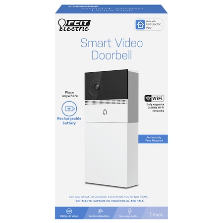 Feit Electric Feit Smart Home White Metal/Plastic Wireless Smart-Enabled Video Doorbell CAMDOORWIFIBATG